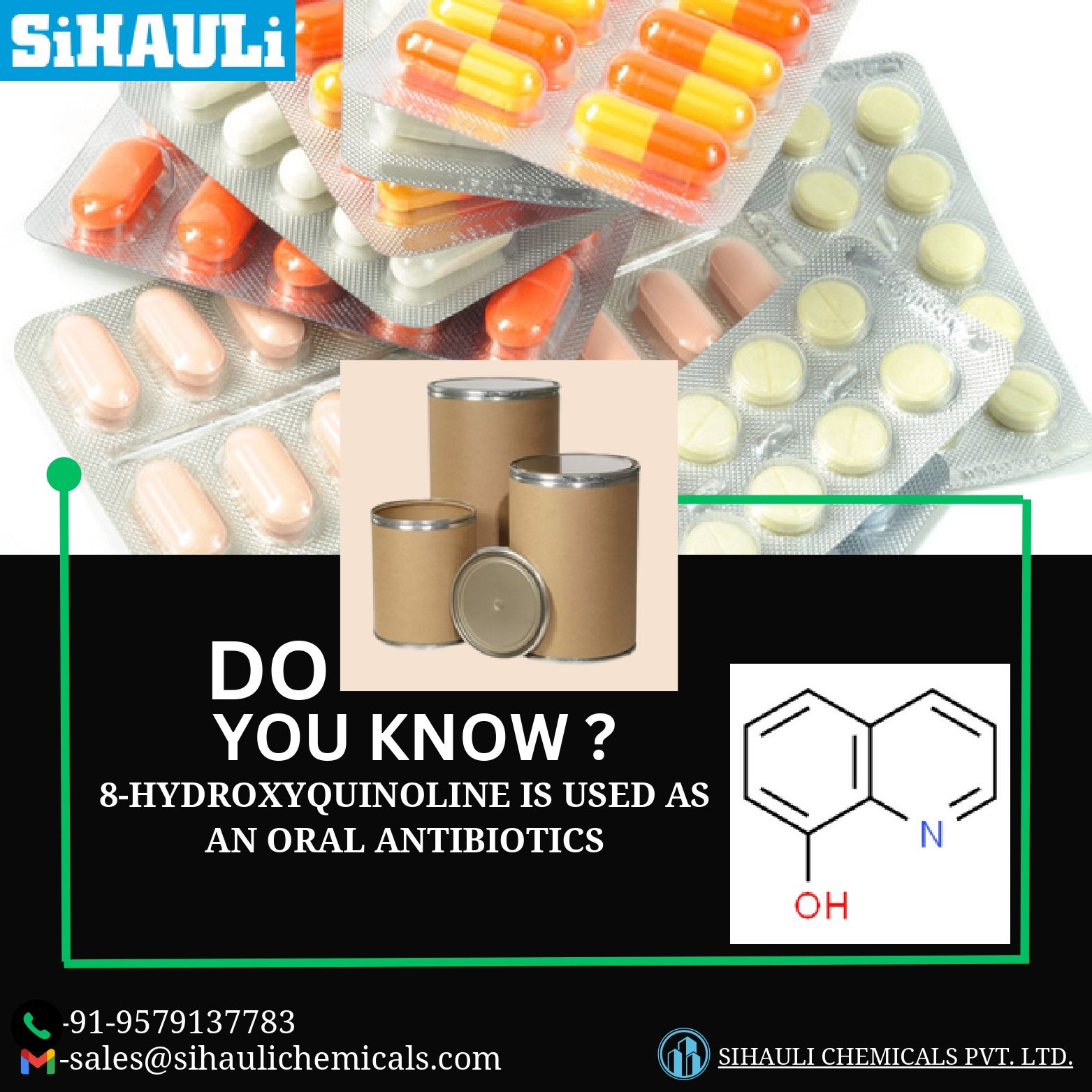 You are currently viewing 8-hydroxyquinoline Is Used As An Oral Antibiotics Manufacturers In Mumbai
