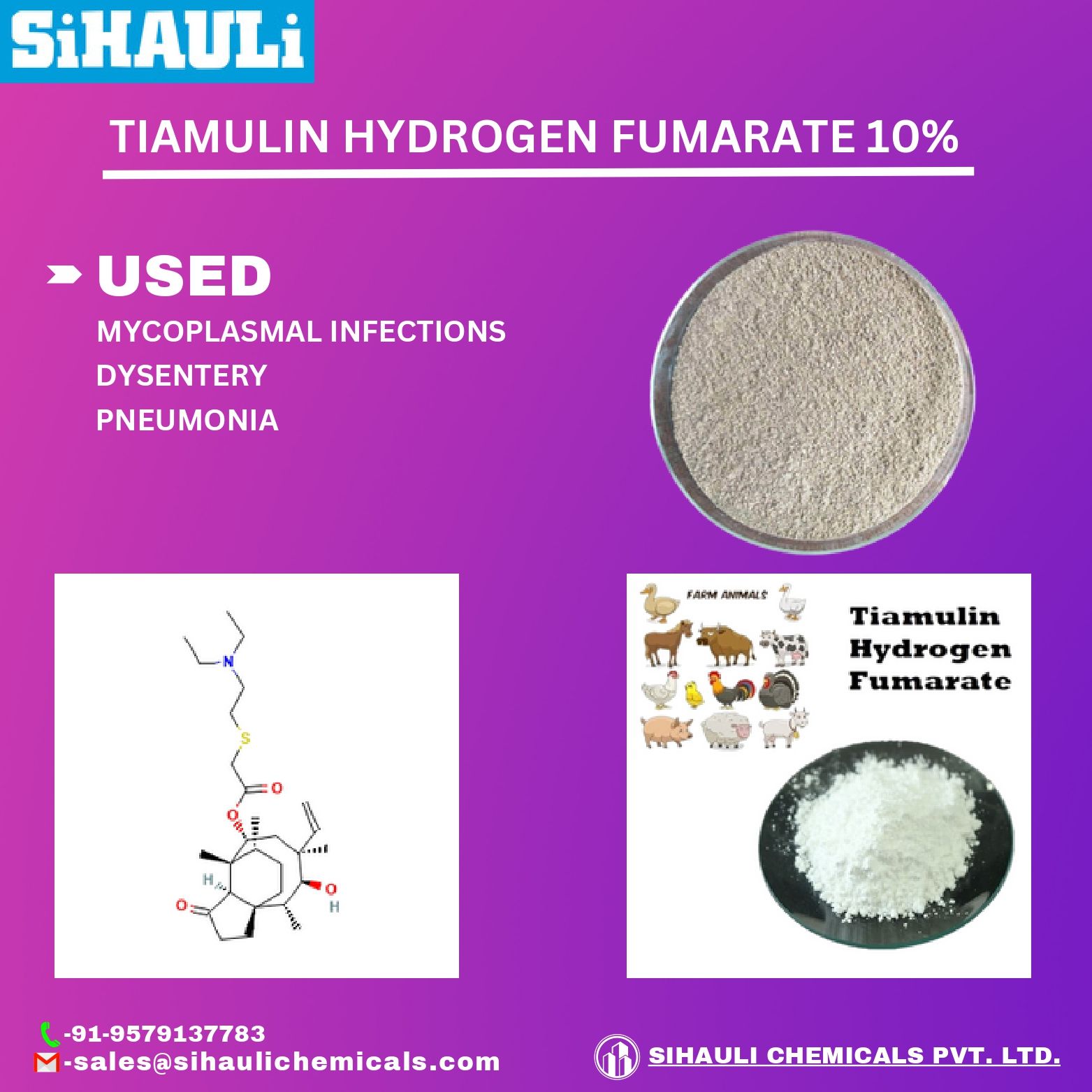 You are currently viewing Tiamulin Hydrogen Fumarate 10% Manufacturers In India