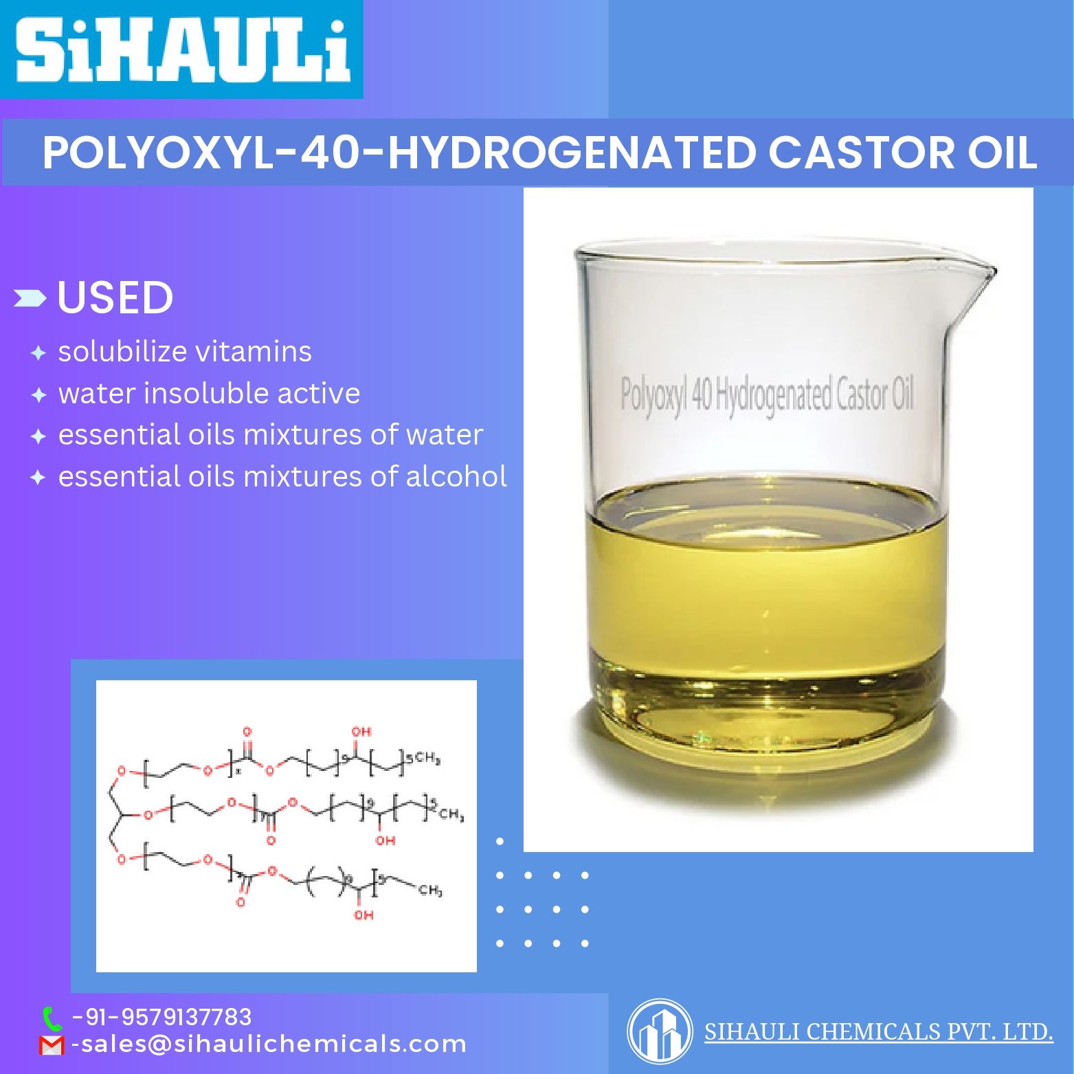 You are currently viewing Polyoxyl 40 Hydrogenated Castor Oil Manufacturers In Mumbai