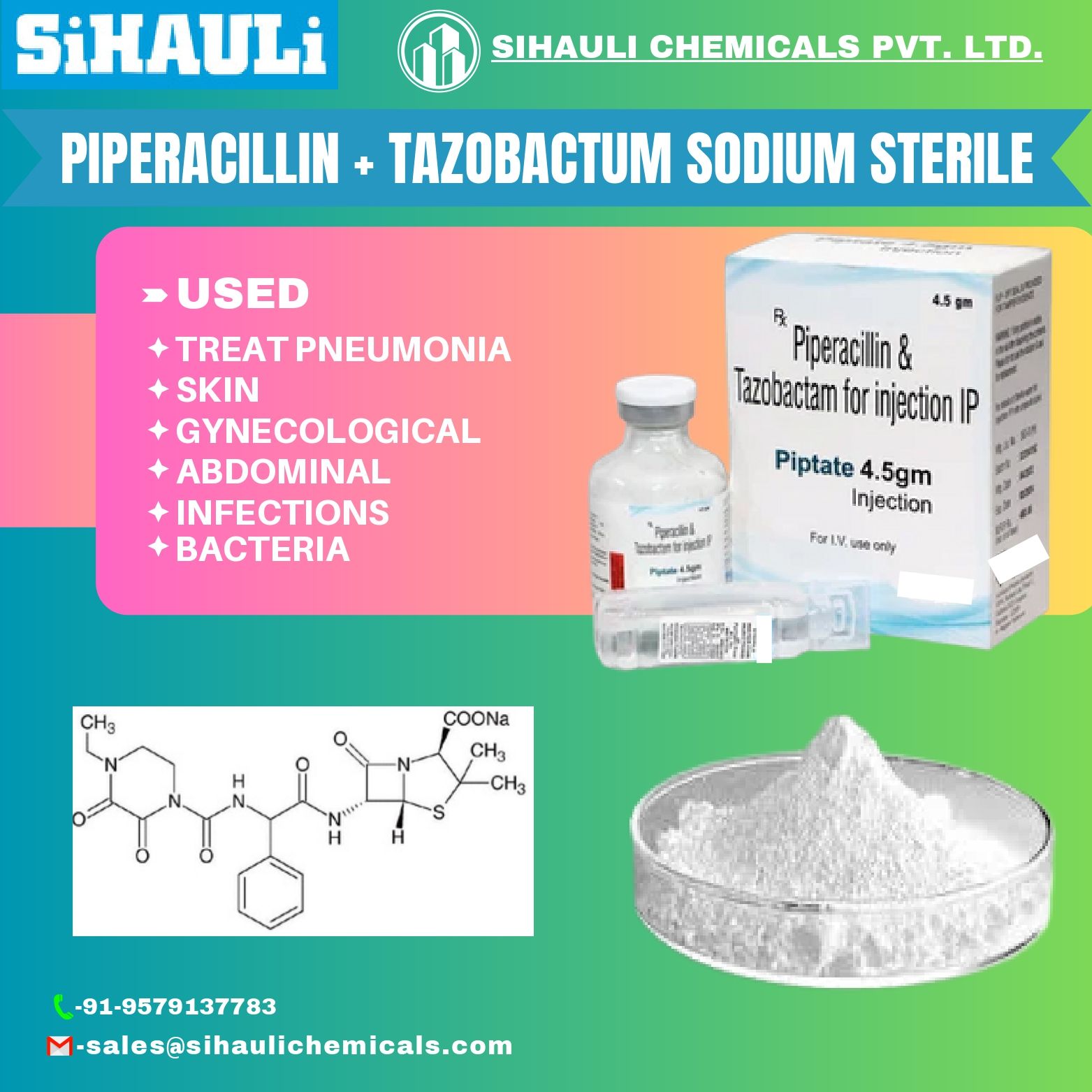 You are currently viewing Piperacillin + Tazobactum Sodium Sterile Manufacturers In Mumbai
