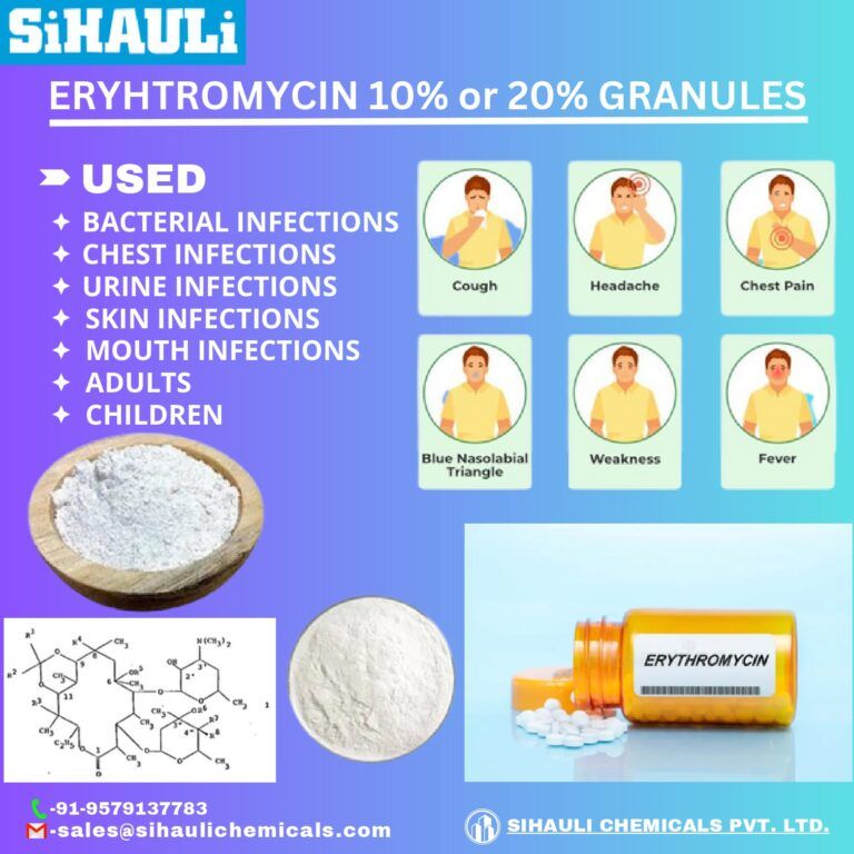 Read more about the article Eryhtromycin 10% Or 20% Granules Manufacturers In India